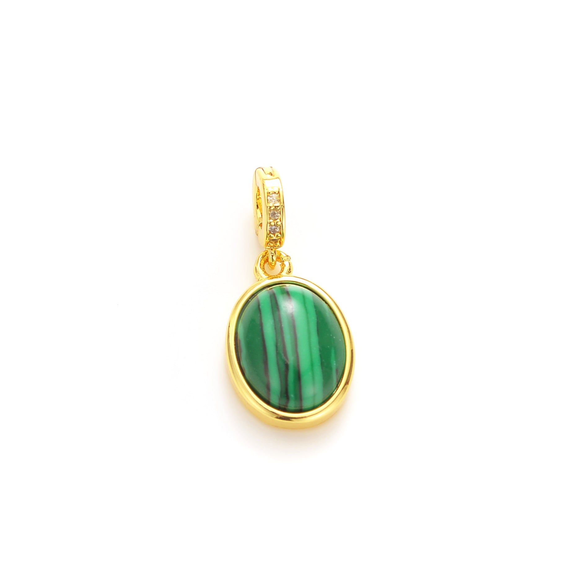 Cabochon Green Veined Charm