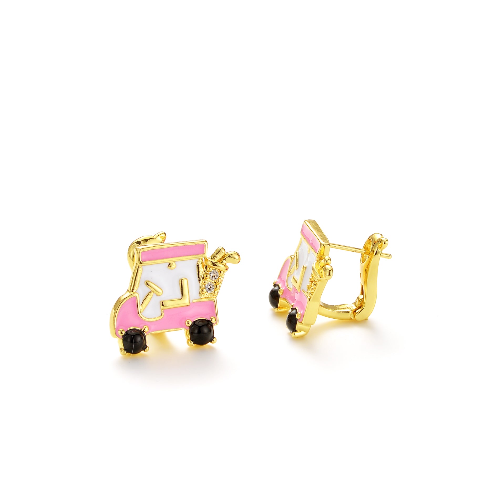 Golf Cart. Pink earrings