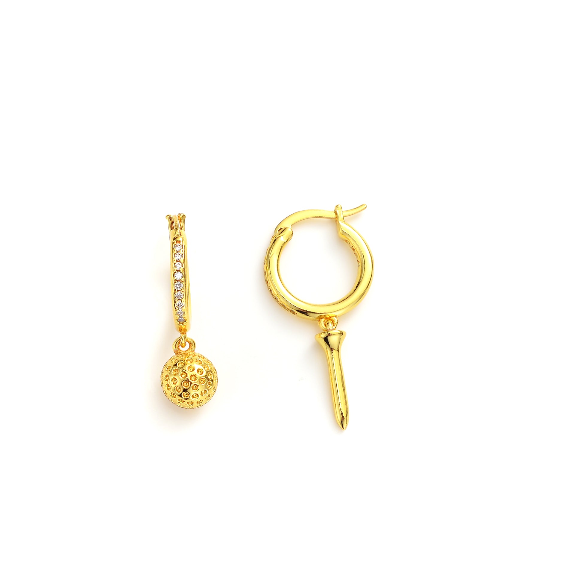 Tee & Golf Ball Hoops Earrings