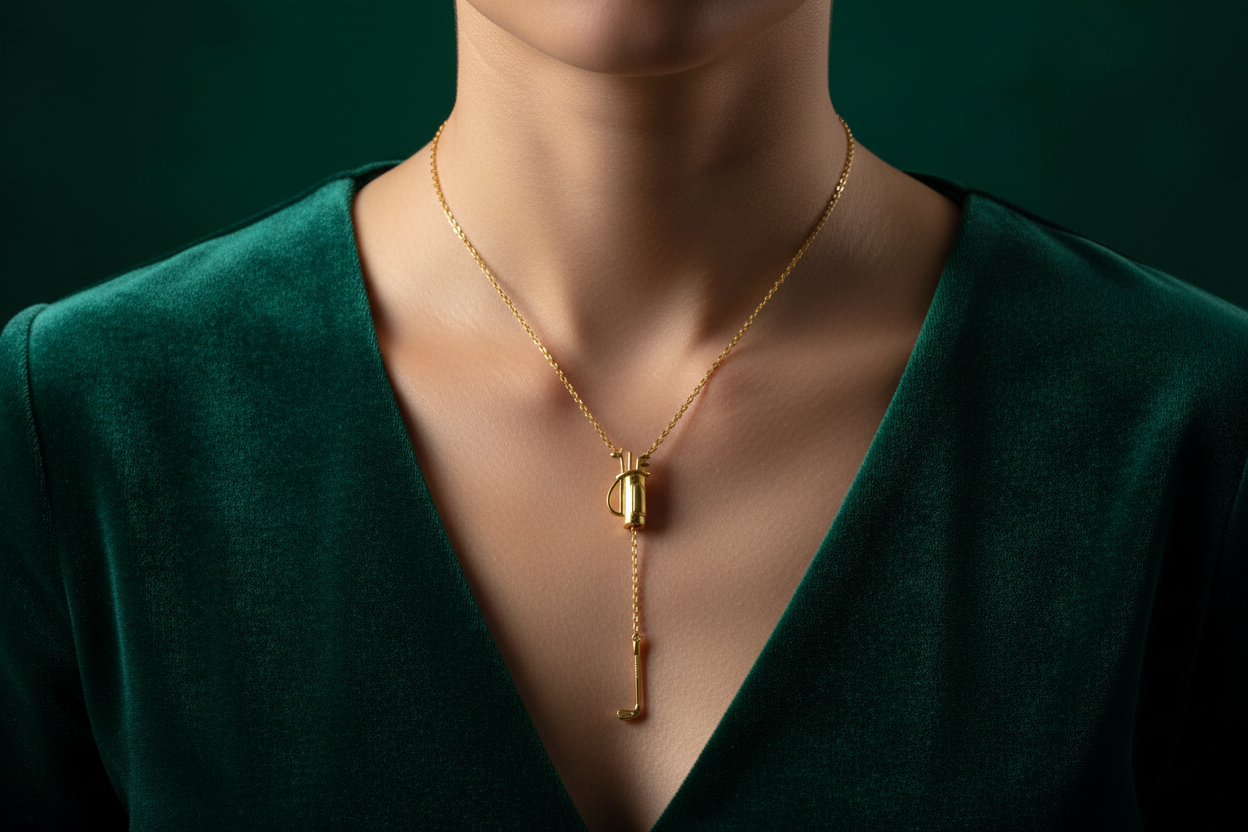 The Caddie necklace - green background